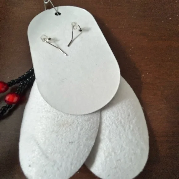 3 sets of faux leather Red Heart and Teardrop Earrings- handmade - Picture 7 of 11